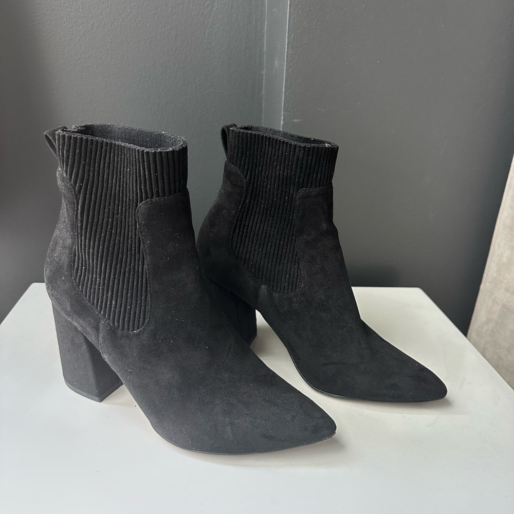 STEVEN by Steve Madden Women's Black Suede Ankle Boots, Size 9